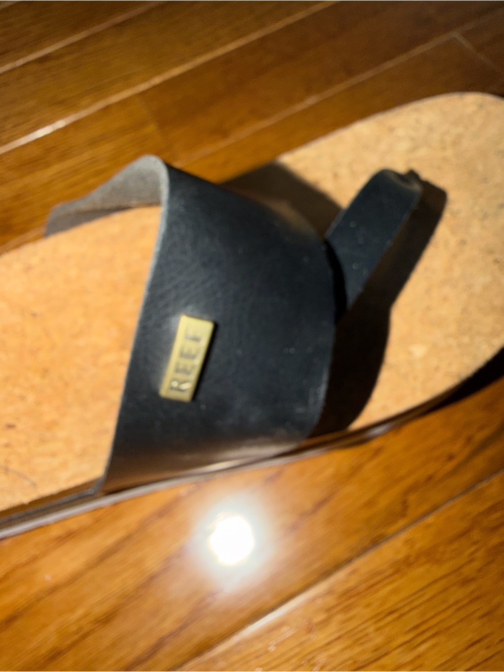 Reef Cushion Sol Hi -Black Cork Slide Sandals with Toe Post - Picture 13 of 13